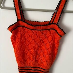 Orange and Black Knit Tank Top